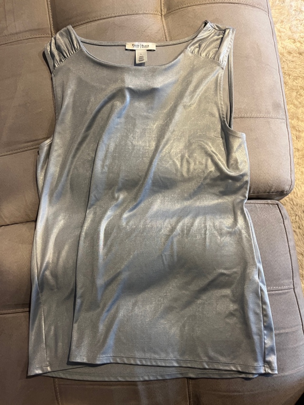 White House Black Market Metallic Silver Scoop Neck Tank